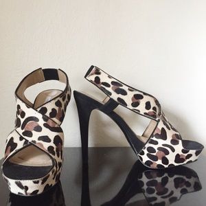 Diane von Furstenberg leopard pony hair heels 8.5